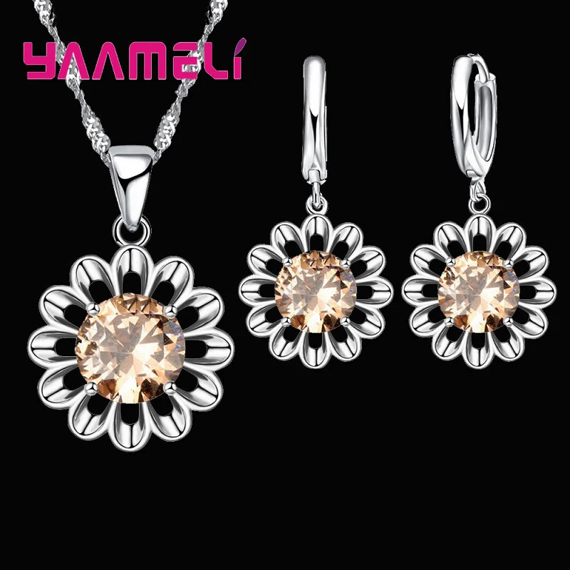 New Fashion Wedding Jewelry Set Women Top Quality 925 Sterling Silver